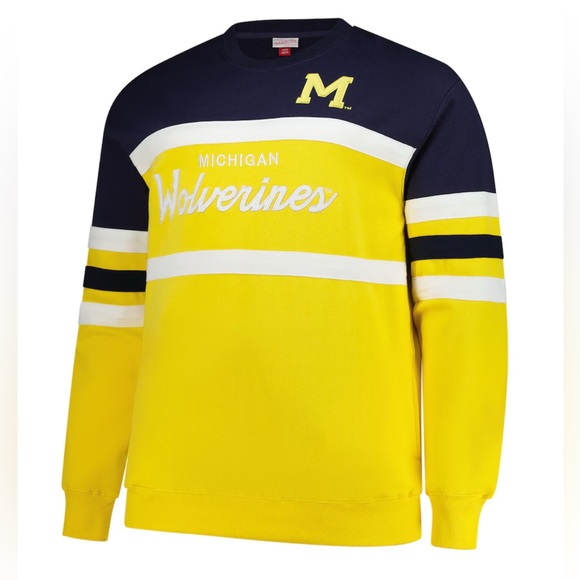 Mitchell & Ness Michigan Wolverines Sweatshirt Crewneck Head Coach 4XLT 4XL - Picture 1 of 10